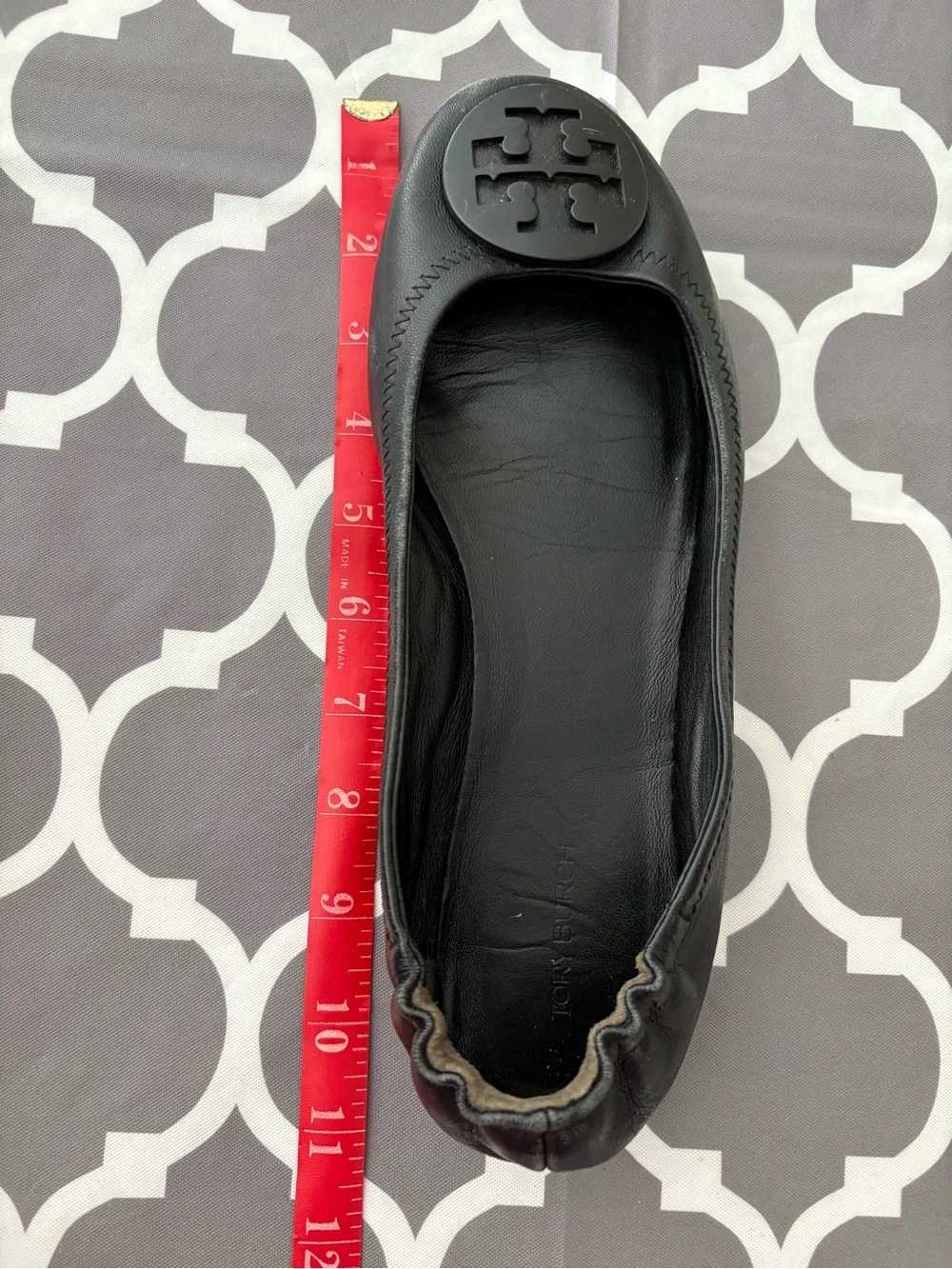 Tory Burch Minnie Travel Black Leather Ballet Flats